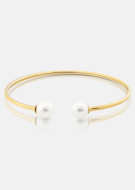Pearl End Cuff Bracelet - 18k Vergoldet