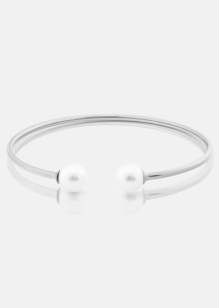 Pearl End Cuff Bracelet - Versilbert