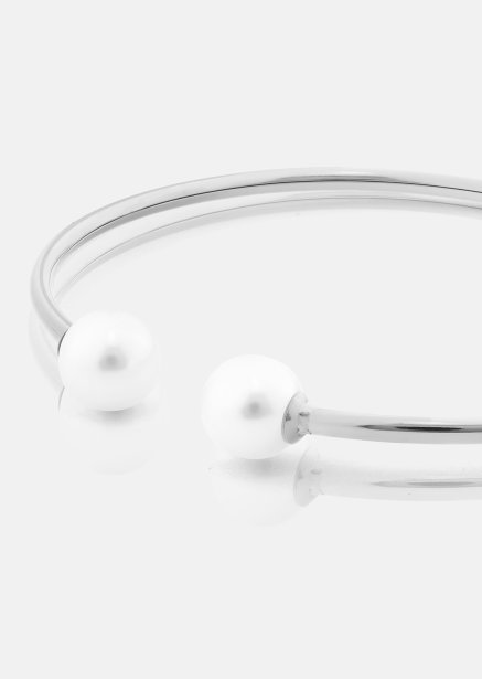 Pearl End Cuff Bracelet - Versilbert