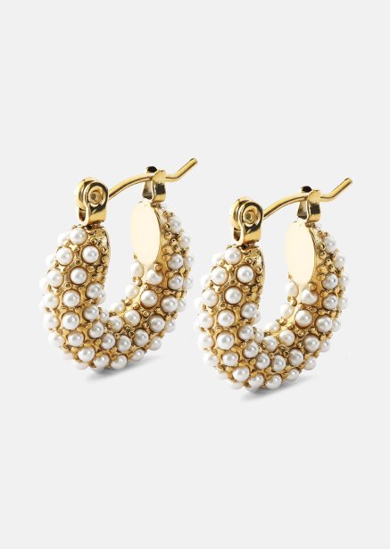 Chunky Pearl Hoop Ohrring - 18k Vergoldet