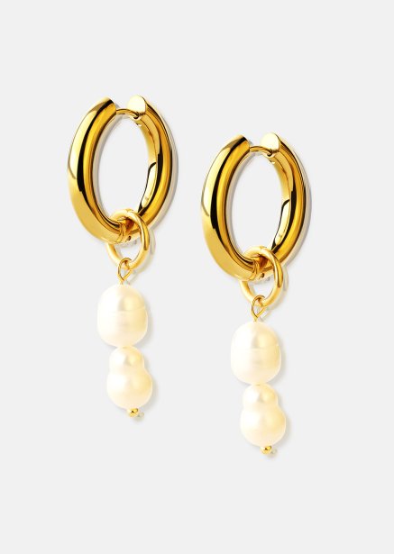 Ohrring Pearl Duo Drop - 18k Vergoldet