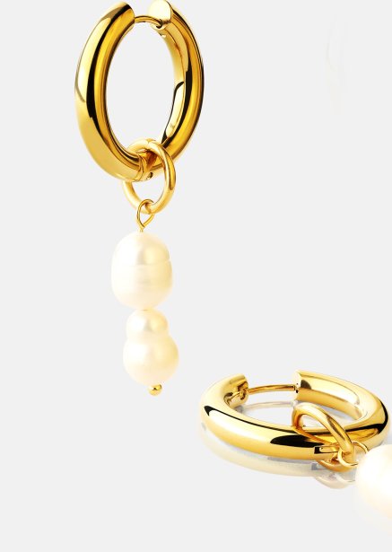 Ohrring Pearl Duo Drop - 18k Vergoldet