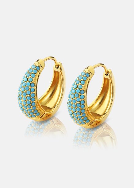 Ohrring Turquoise Crystal Bold Hoops - 18k Vergoldet