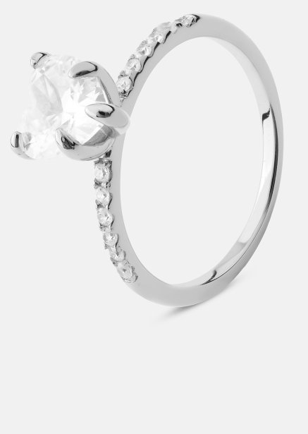 Heartlight Solitaire Ring - Versilbert