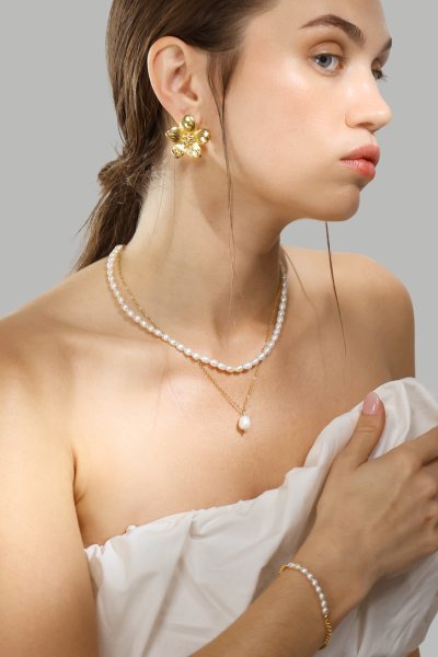Halskette Duo Pearl & Gold - 18k Vergoldet