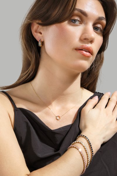 Ohrring Multicolor Crystal Bold Hoops - 18k Vergoldet