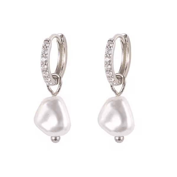 Pearl Charm Ohrringe – Versilbert