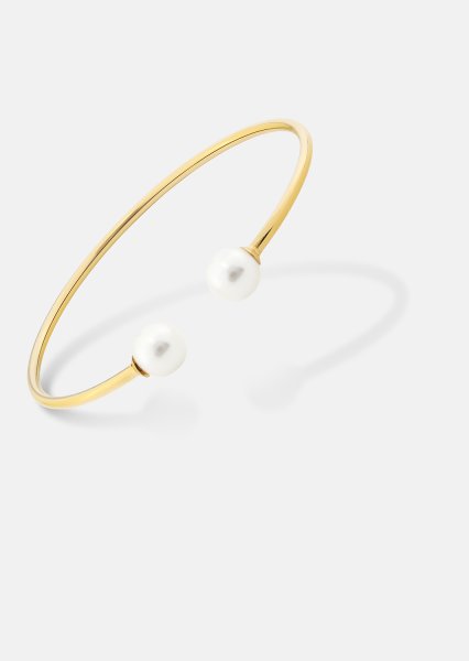 Pearl End Cuff Bracelet - 18k Vergoldet
