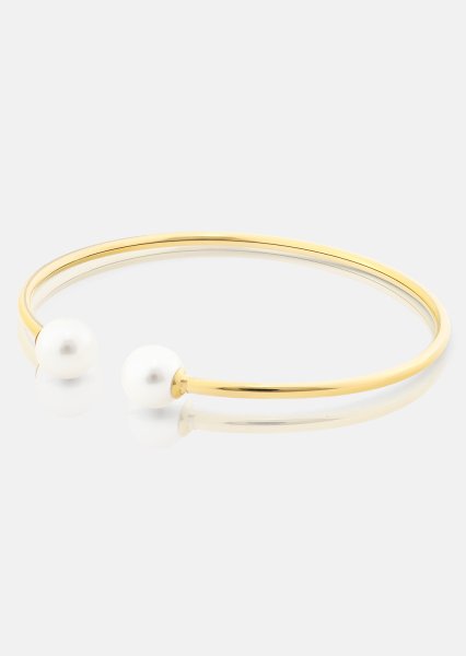Pearl End Cuff Bracelet - 18k Vergoldet