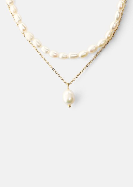 Halskette Duo Pearl & Gold - 18k Vergoldet