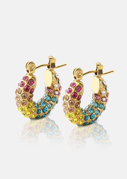 Colored Pearl Hoop Ohrring - 18k Vergoldet