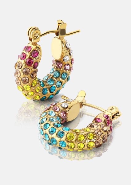 Colored Pearl Hoop Ohrring - 18k Vergoldet