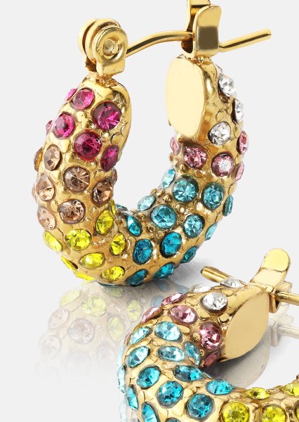 Colored Pearl Hoop Ohrring - 18k Vergoldet