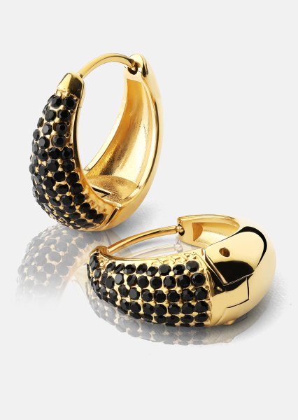 Ohrring Dark Crystal Hoop - 18k Vergoldet