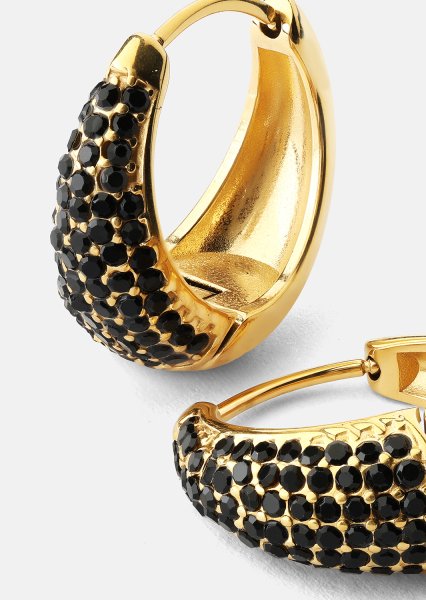 Ohrring Dark Crystal Hoop - 18k Vergoldet