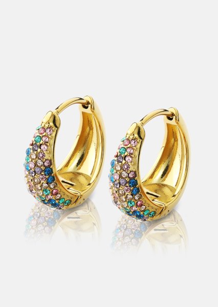 Ohrring Multicolor Crystal Bold Hoops - 18k Vergoldet