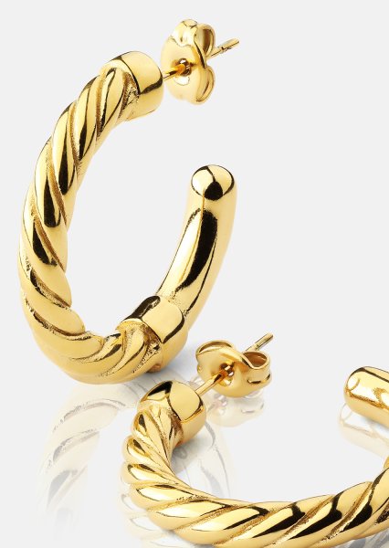 Ohrringe Twistade Hoops – 18k Vergoldet