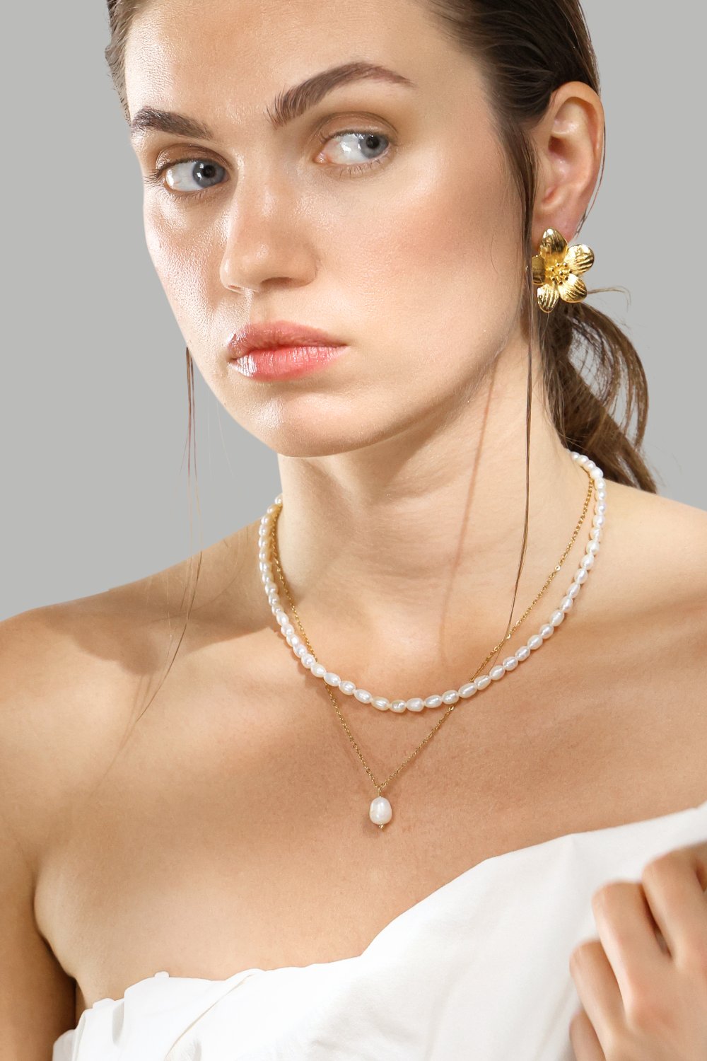 Halskette Duo Pearl & Gold - 18k Vergoldet