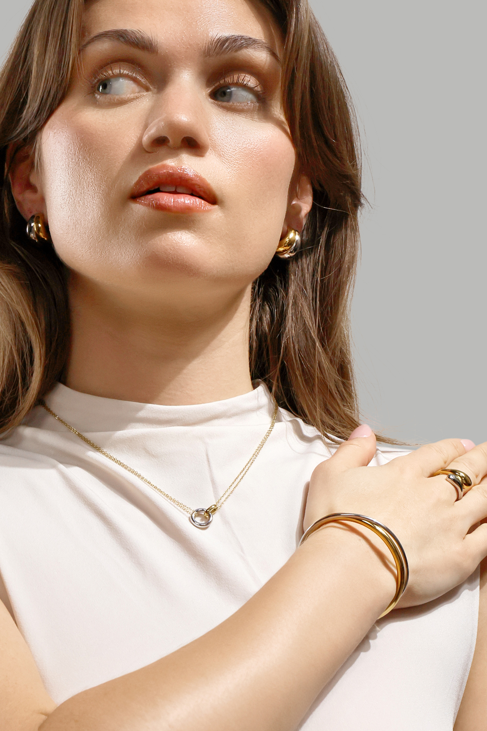 Ohrring Dual Wave - 18k Vergoldet