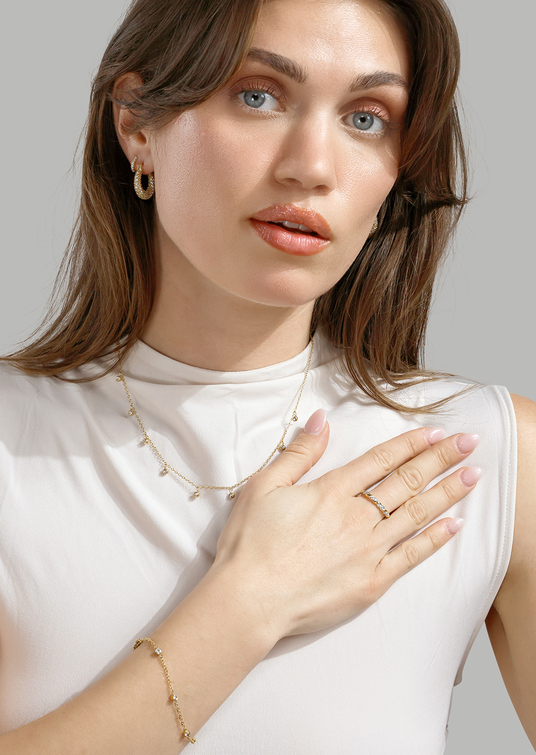 Ohrringe Crystal Hoops - 18k Vergoldet