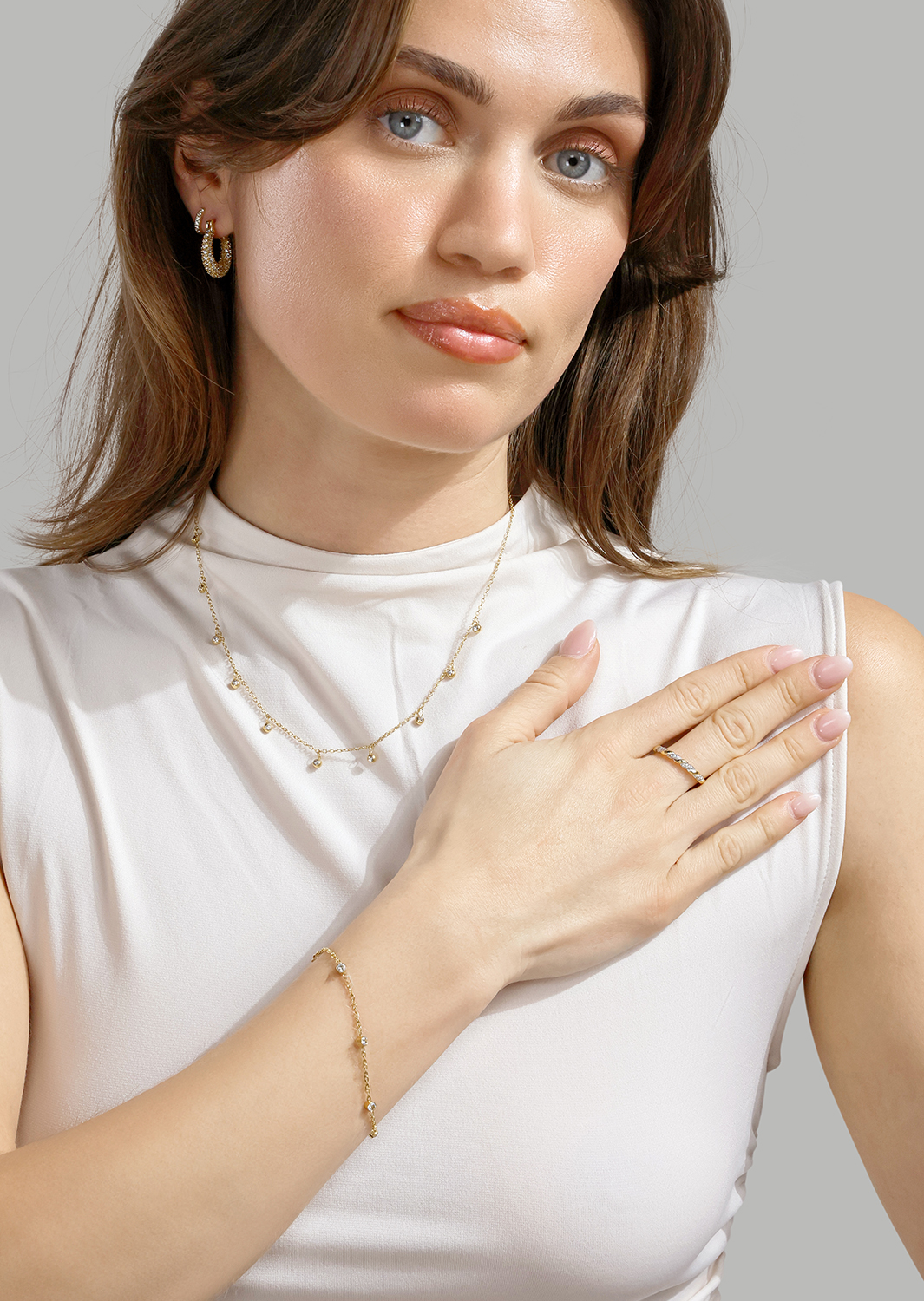 Ohrringe Crystal Hoops - 18k Vergoldet