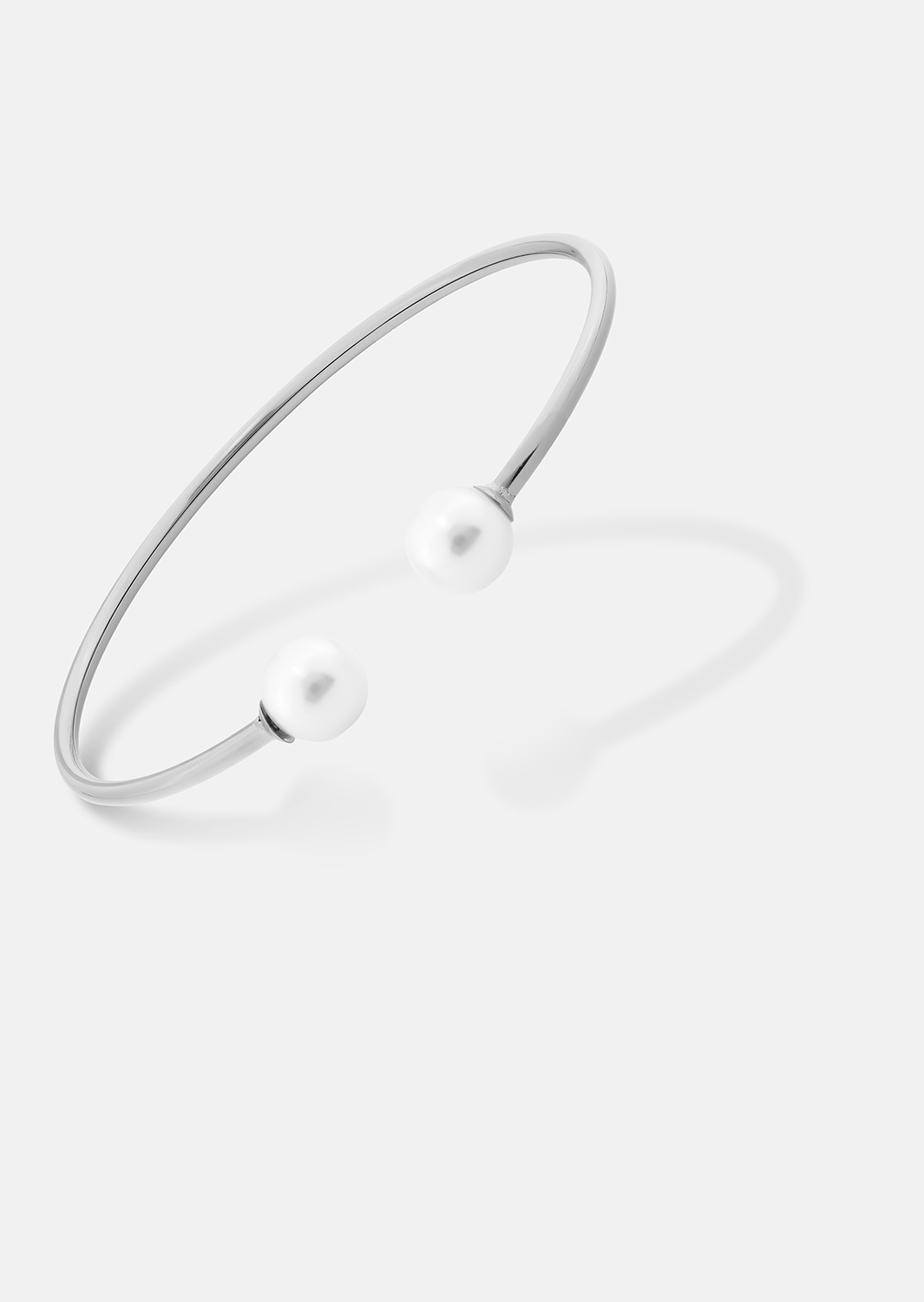 Pearl End Cuff Bracelet - Versilbert