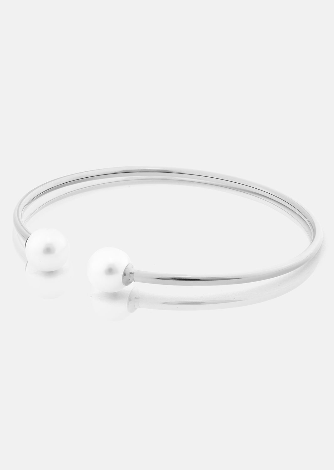 Pearl End Cuff Bracelet - Versilbert