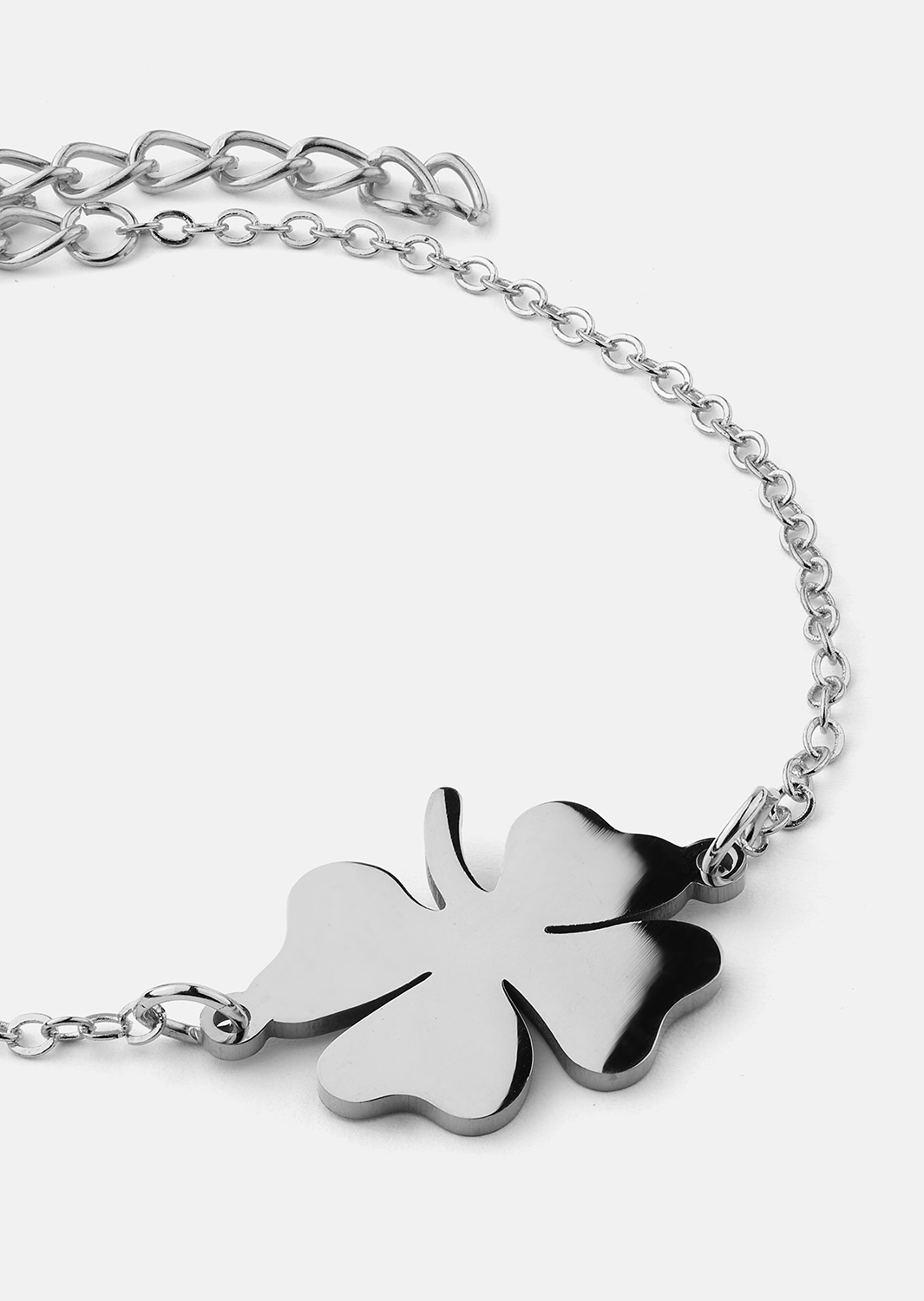 Golden Clover Charm Bracelet - Versilbert