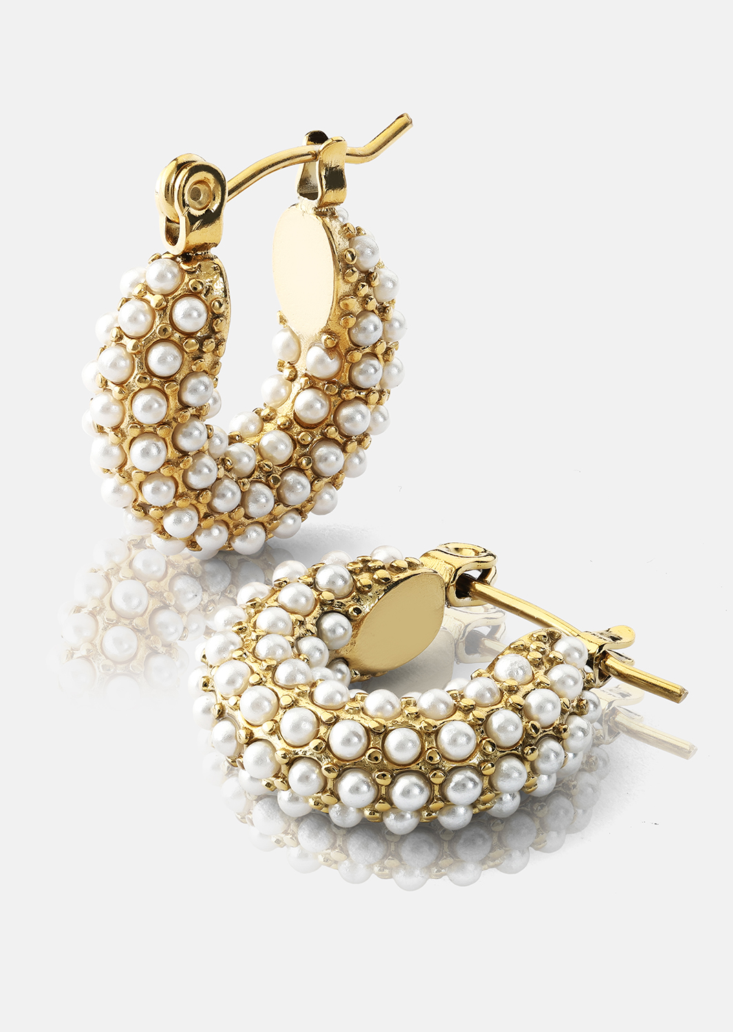 Chunky Pearl Hoop Ohrring - 18k Vergoldet