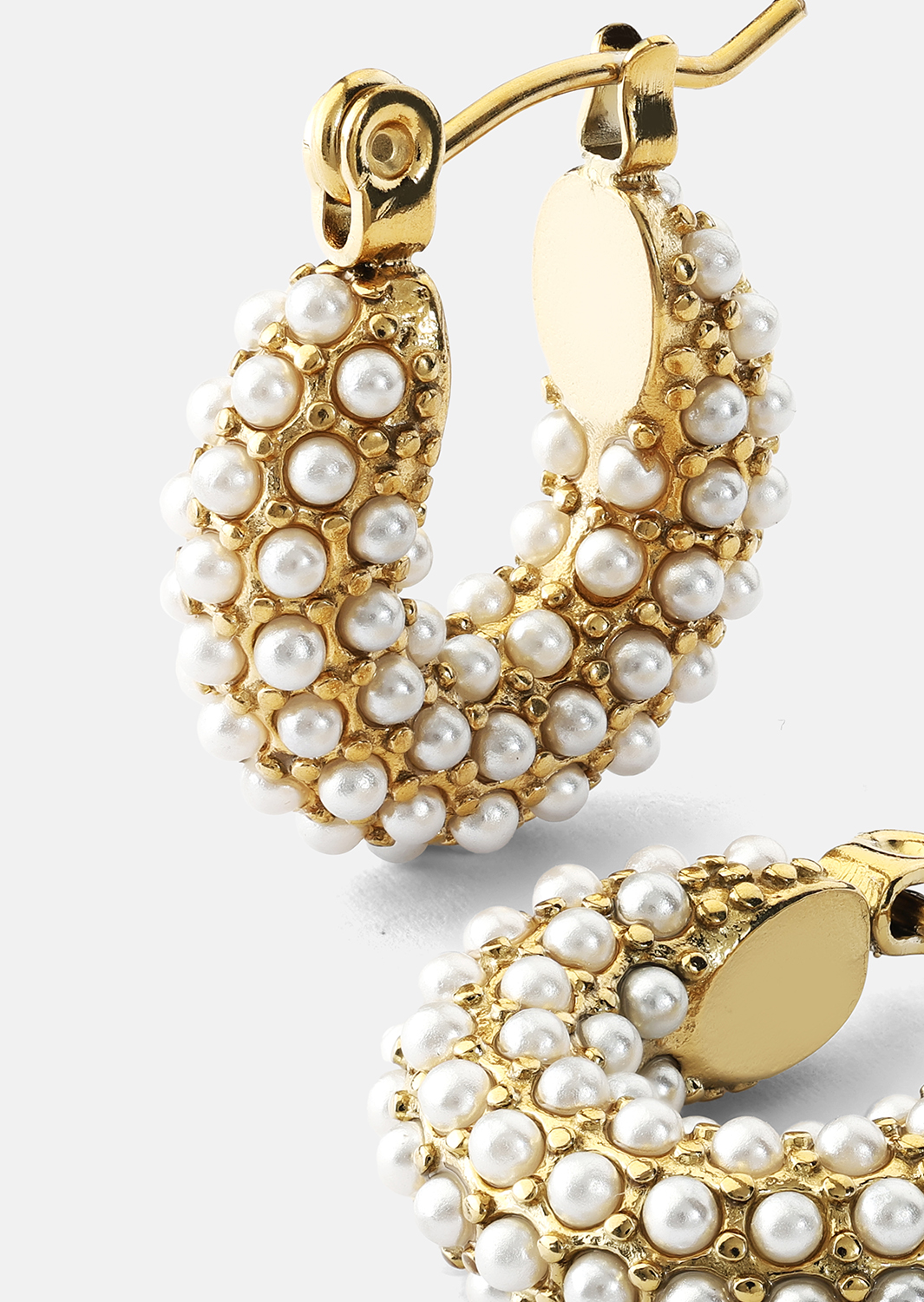 Chunky Pearl Hoop Ohrring - 18k Vergoldet
