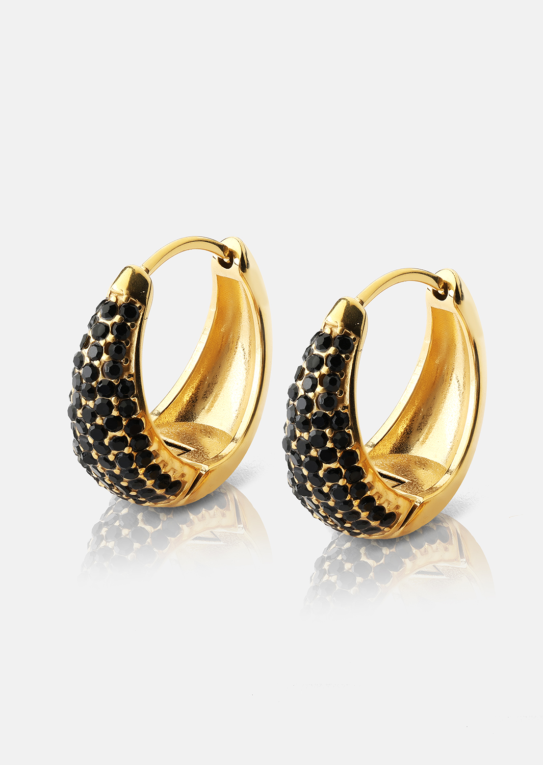 Ohrring Dark Crystal Hoop - 18k Vergoldet