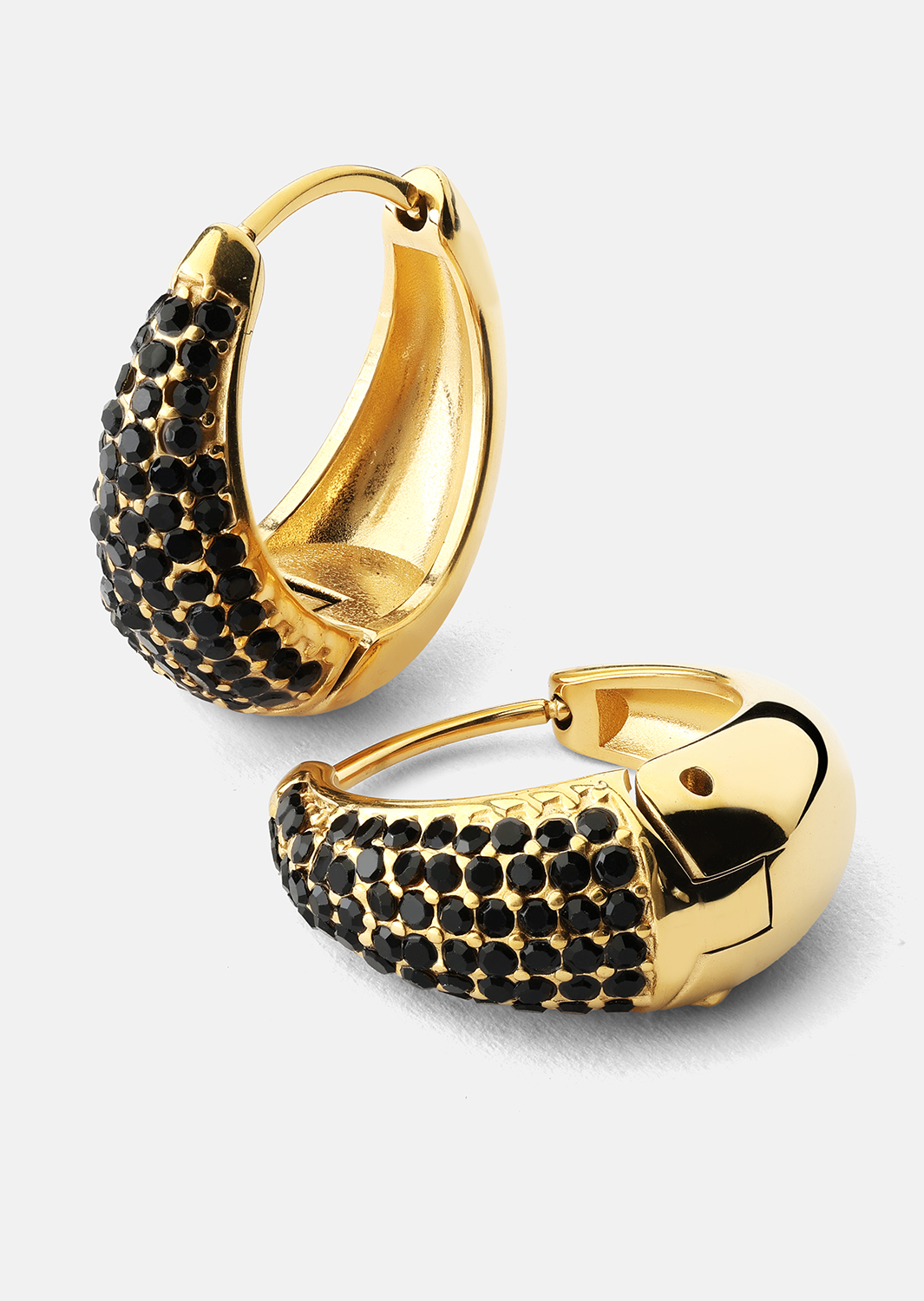 Ohrring Dark Crystal Hoop - 18k Vergoldet