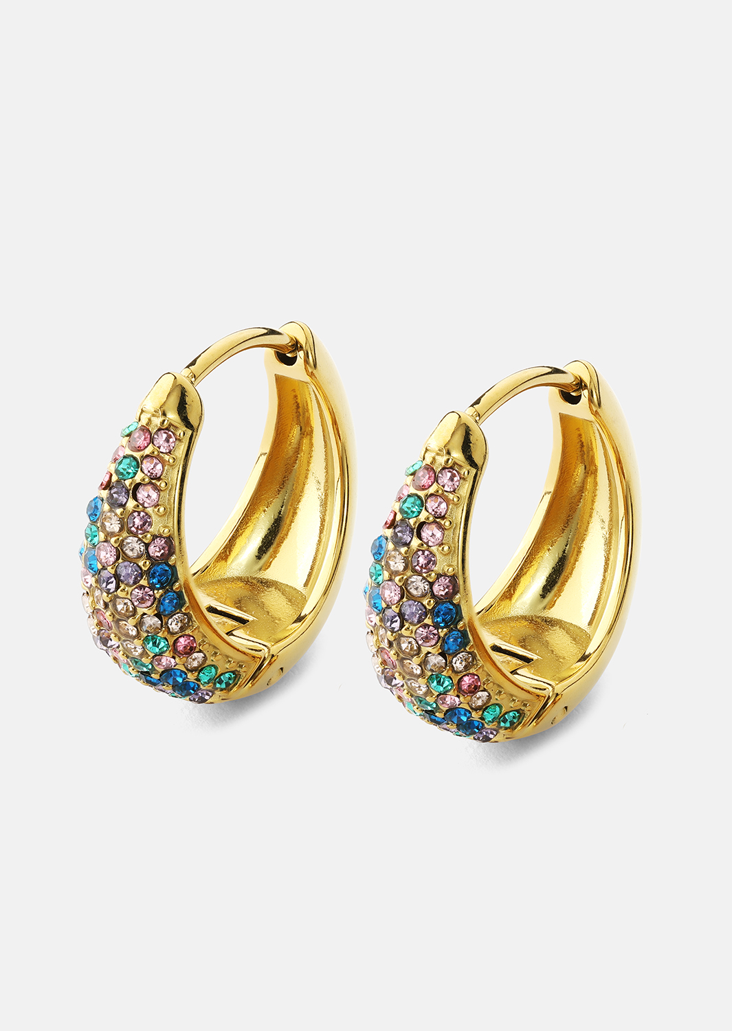 Ohrring Multicolor Crystal Bold Hoops - 18k Vergoldet
