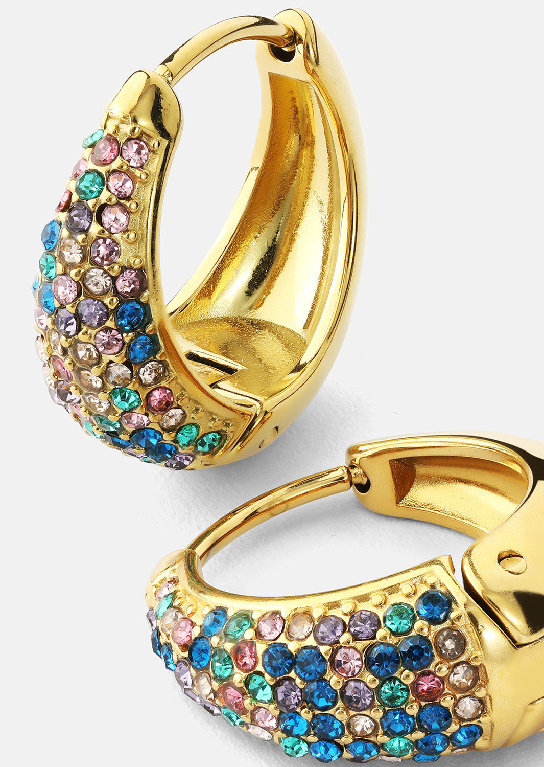 Ohrring Multicolor Crystal Bold Hoops - 18k Vergoldet