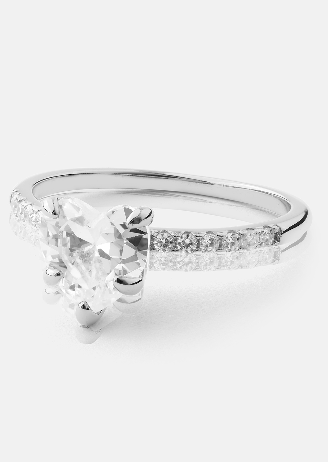 Heartlight Solitaire Ring - Versilbert